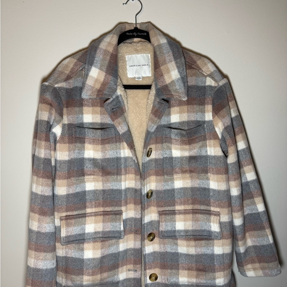American Eagle Outfitters Women's Plaid Fleece Lined Jacket
